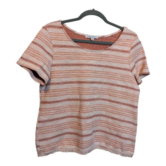Anthropologie Green Envelope Striped Short Sleeve Top - Picture 1 of 5